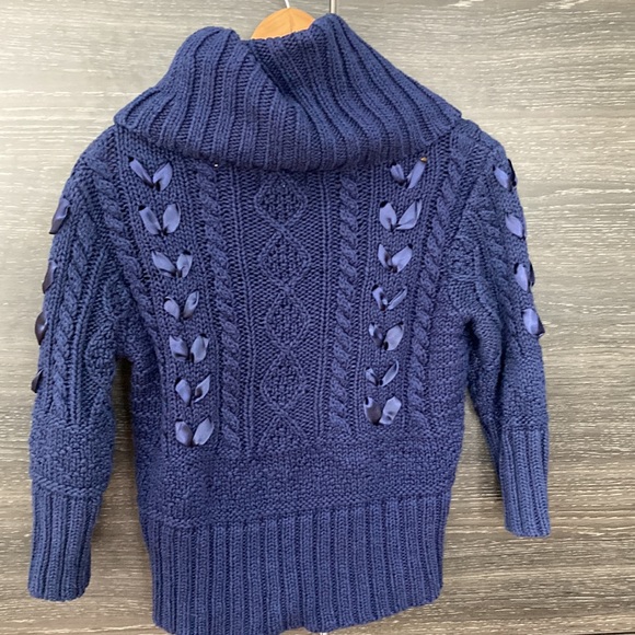 Ralph Lauren Denim & Supply Navy Cowl Neck Ribbon Embellished Sweater Med - Picture 5 of 7